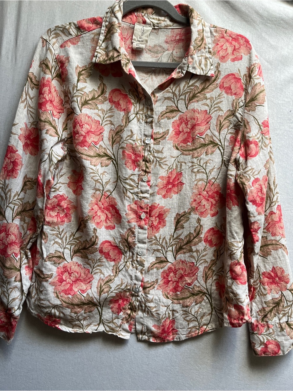 Joie 100% Linen Floral Button-Up Shirt Sz M